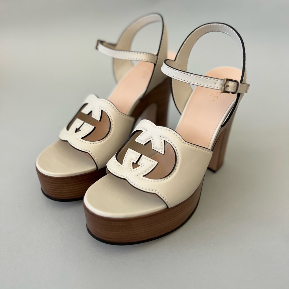 Gucci Interlocking G Sandals in White